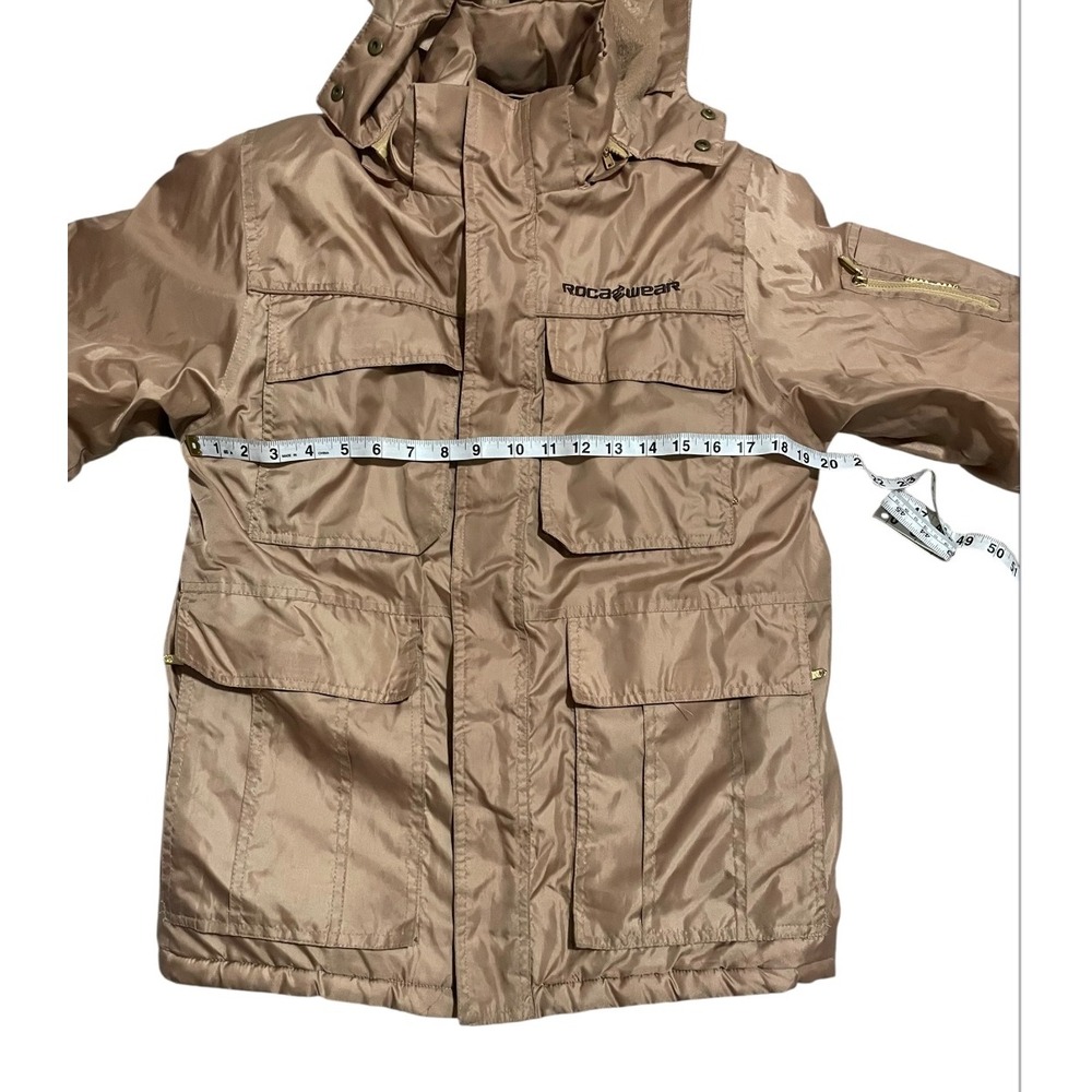 Rocawear Hooded Winter Coat Puffer Jacket Warm‎ Full Zip Beige Kids S - Picture 5 of 6